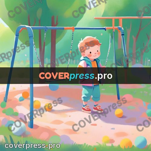 Storybook drawing: swings in a playground