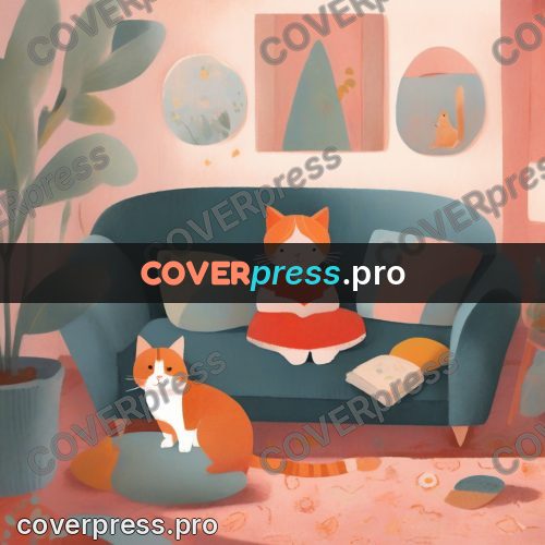 Storybook drawing: ginger cat by a sofa