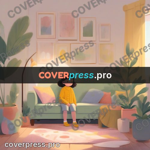 Storybook drawing: girl in a yellow cardigan