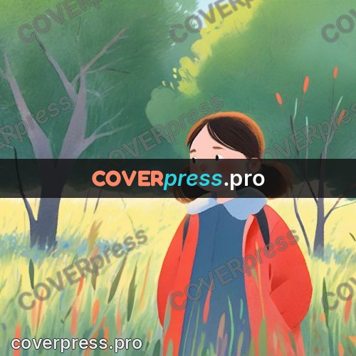 Storybook drawing: girl in a red coat