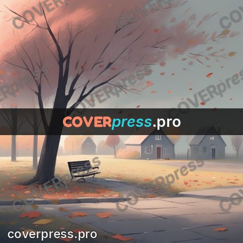 Storybook drawing: bench under an autumn tree