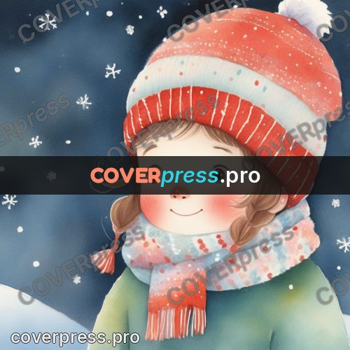 Storybook drawing: child in a knitted hat