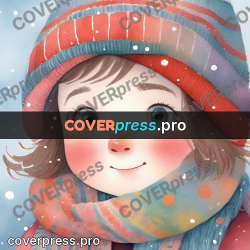 Storybook drawing: child in a knitted hat