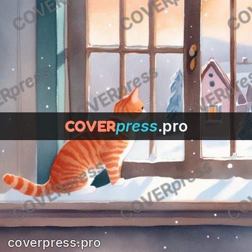 Storybook drawing: ginger cat on a windowsill