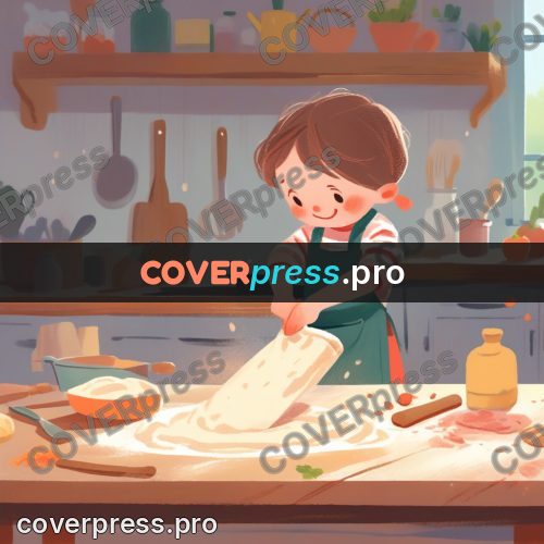 Storybook drawing: child kneading dough