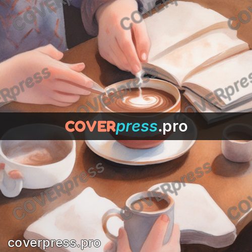 Storybook drawing: cup of cocoa on a table