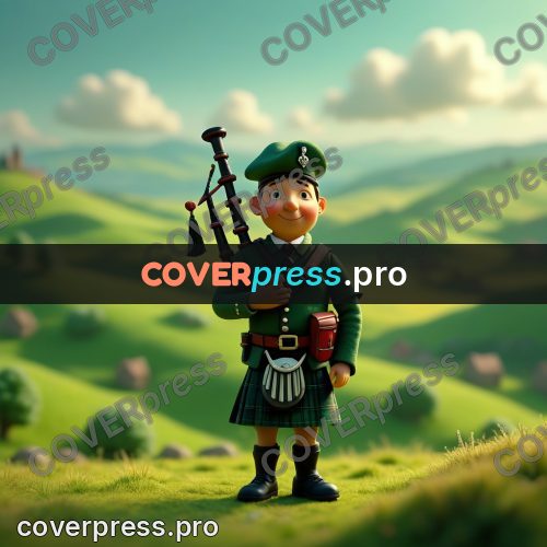 Miniature scene: piper in a green kilt