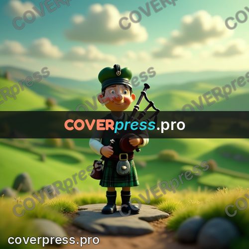 Miniature scene: piper in a green kilt