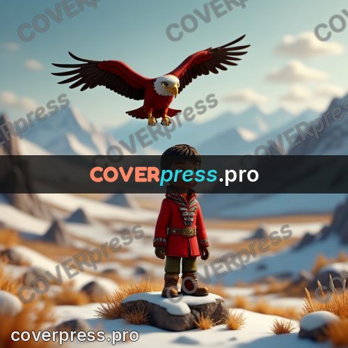 Miniature scene: boy in red with an eagle