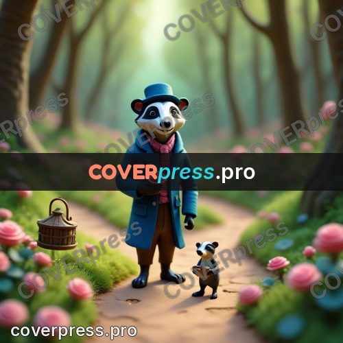 Miniature scene: badger in a blue coat