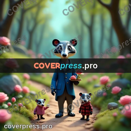 Miniature scene: badger in a blue coat