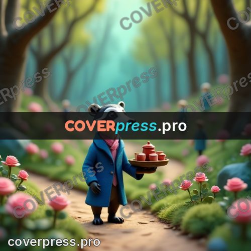 Miniature scene: badger in a blue coat