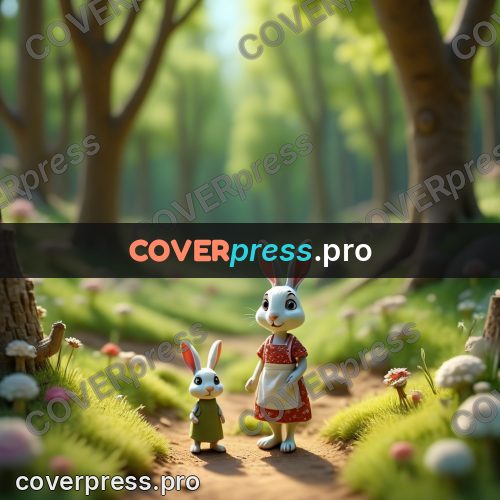 Miniature scene: rabbit in a dress and apron