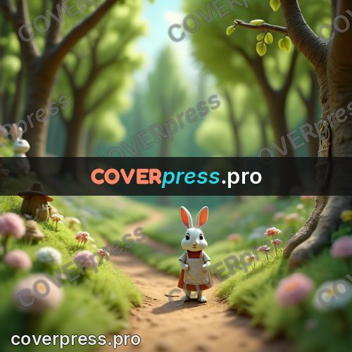 Miniature scene: rabbit in a dress and apron