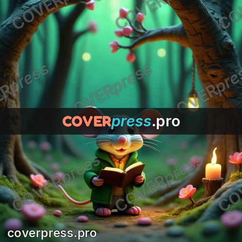 Miniature scene: mouse reading by a candle