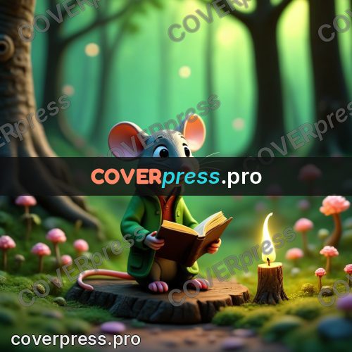 Miniature scene: mouse reading by a candle