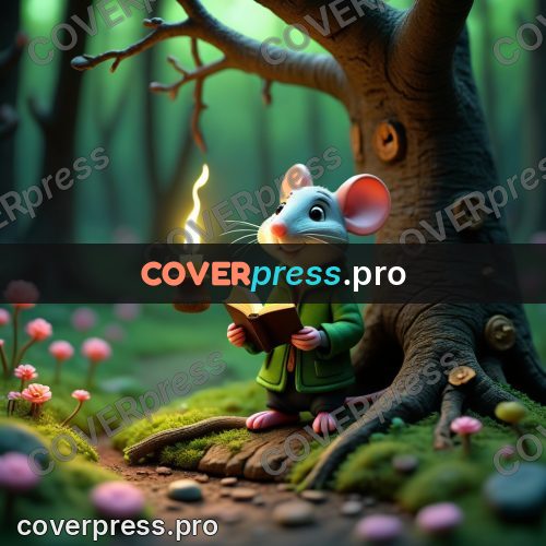 Miniature scene: mouse reading by a candle