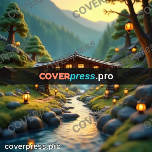 Miniature scene: wooden bridge over a stream