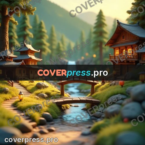 Miniature scene: wooden bridge over a stream