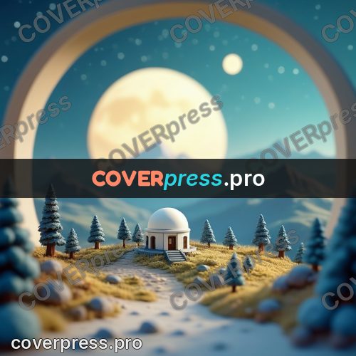Miniature scene: white domed building under the moon