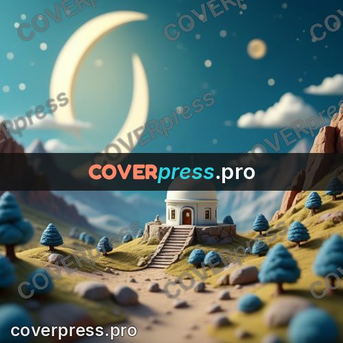 Miniature scene: white domed building under the moon