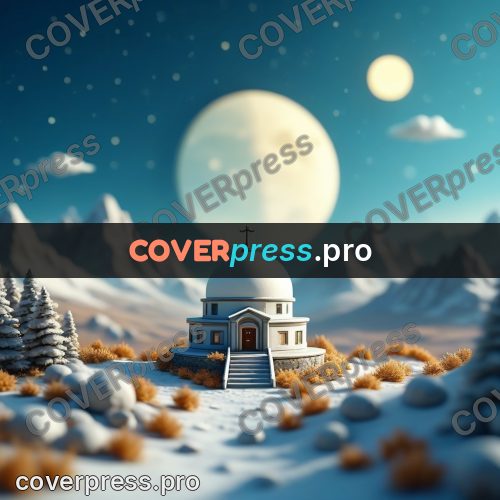 Miniature scene: white domed building under the moon