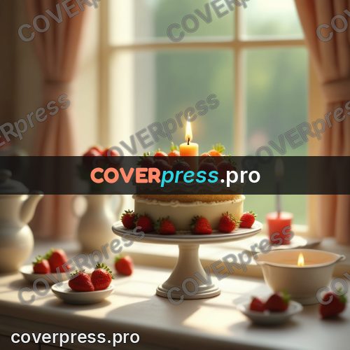 Miniature scene: strawberry cake by a window
