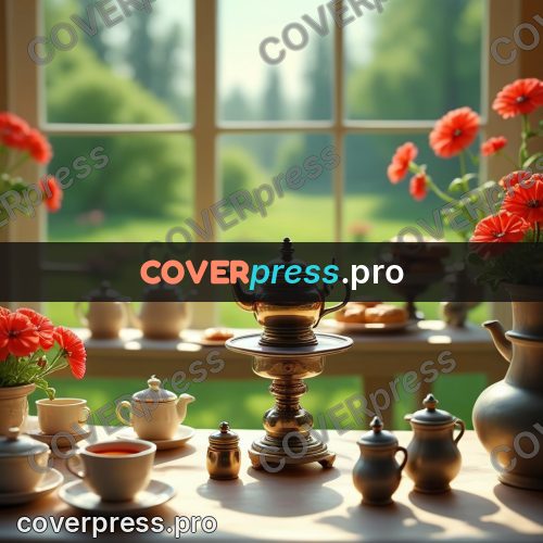 Miniature scene: samovar with tea things