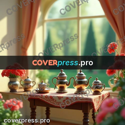 Miniature scene: samovar with tea things