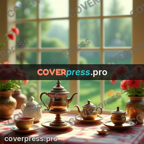 Miniature scene: samovar with tea things