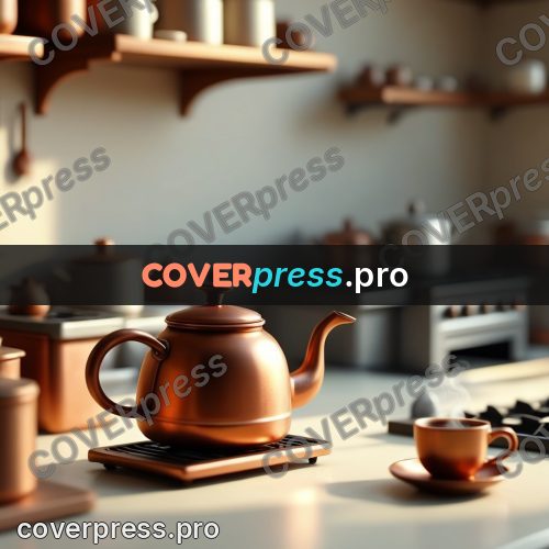 Miniature scene: copper coffee pot in a kitchen