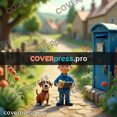 Miniature scene: postman with a dog