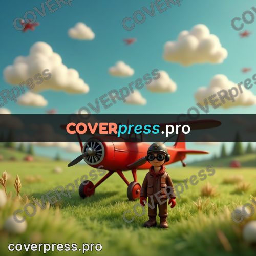 Miniature scene: pilot by a red plane