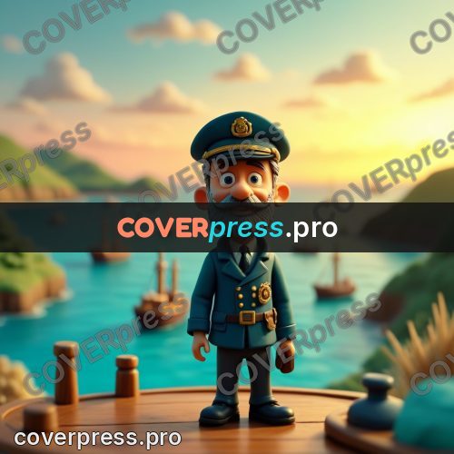 Miniature scene: captain in a peaked cap