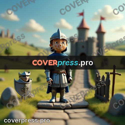Miniature scene: knight in a blue cloak