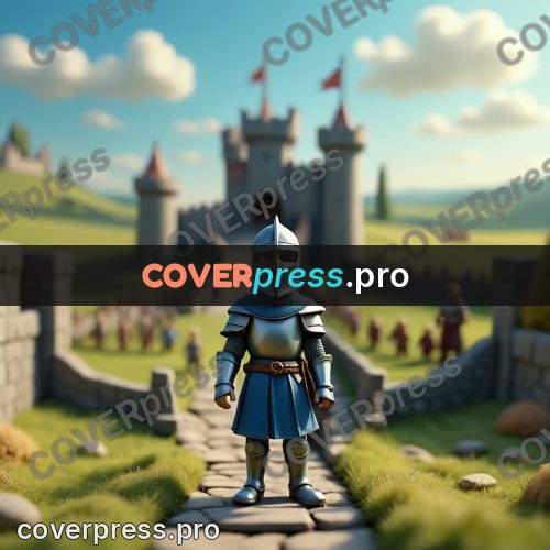 Miniature scene: knight in a blue cloak