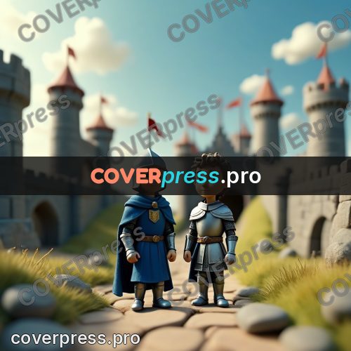 Miniature scene: knight in a blue cloak