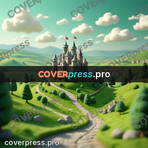 Miniature scene: castle with towers on a hill