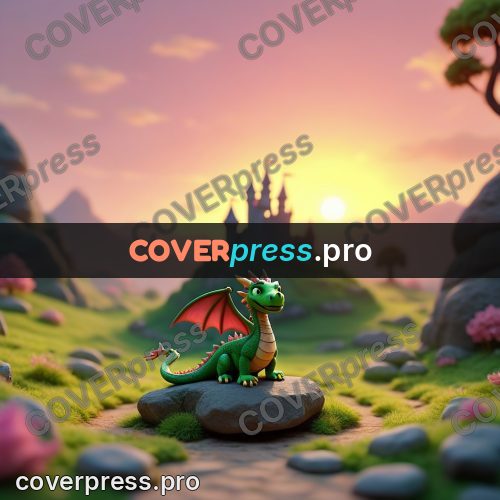 Miniature scene: green dragon on a stone