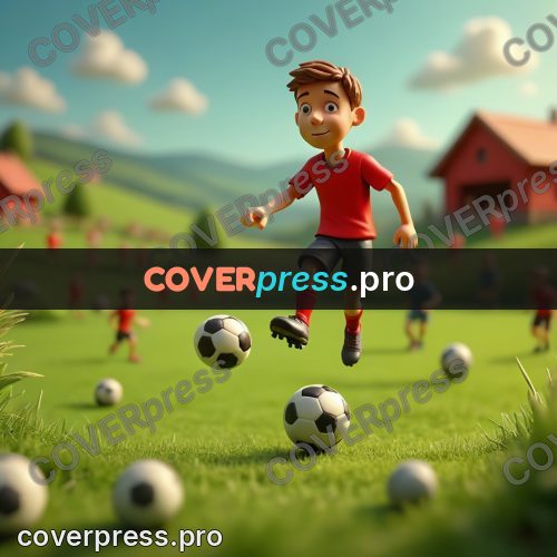 Miniature scene: boy running after a ball