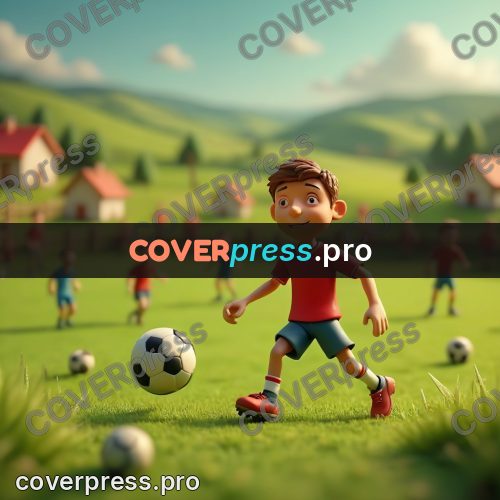 Miniature scene: boy running after a ball