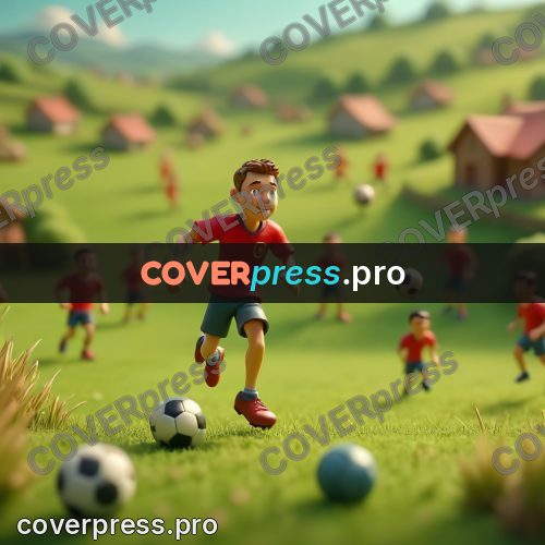 Miniature scene: boy running after a ball