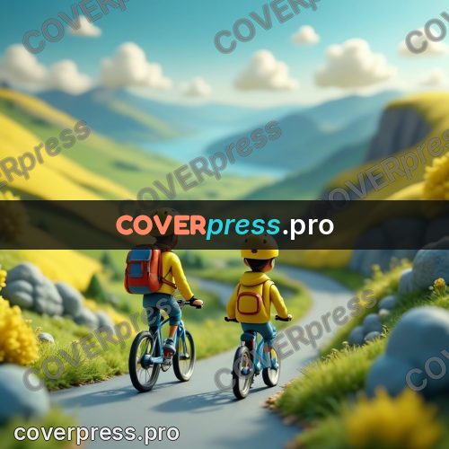 Miniature scene: cyclist in a yellow jacket