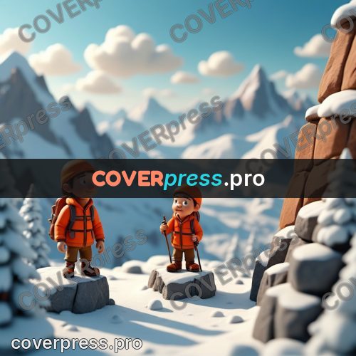 Miniature scene: climber in an orange jacket