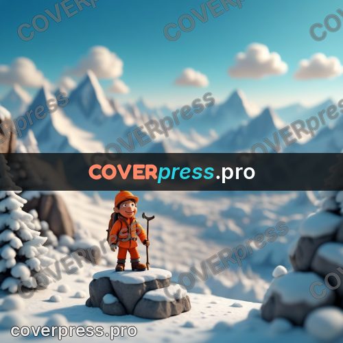 Miniature scene: climber in an orange jacket