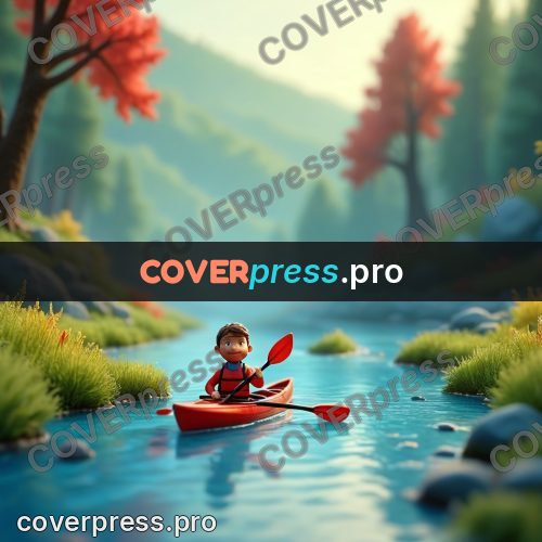 Miniature scene: paddler in a red kayak