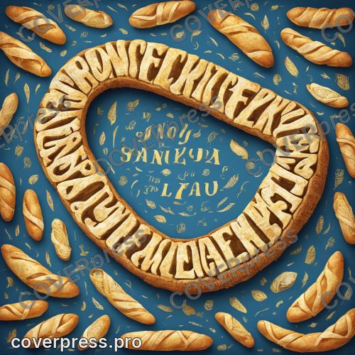 Типографическая иллюстрация: чайник, чашка и багет