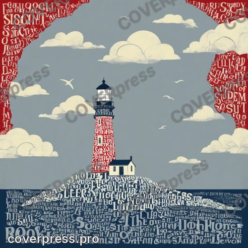 Типографическая иллюстрация: парусник, маяк и якорь