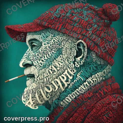 Типографическая иллюстрация: старик, танцовщица и капитан