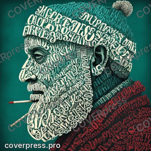 Типографическая иллюстрация: старик, танцовщица и капитан